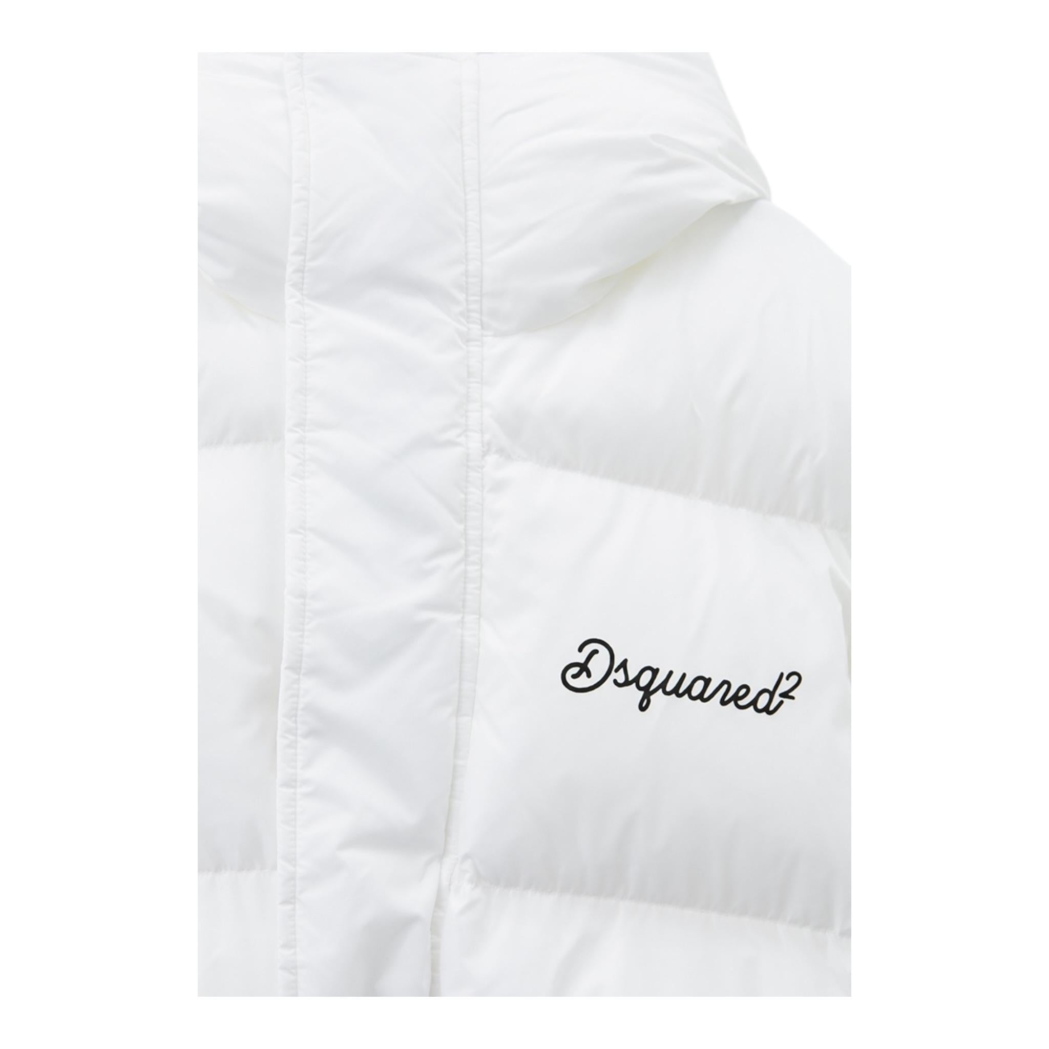 DSQUARED2 giubbino tinta unita con cappuccio Bianco per Bambina DQ1734 BIANCO DSQUARED2 