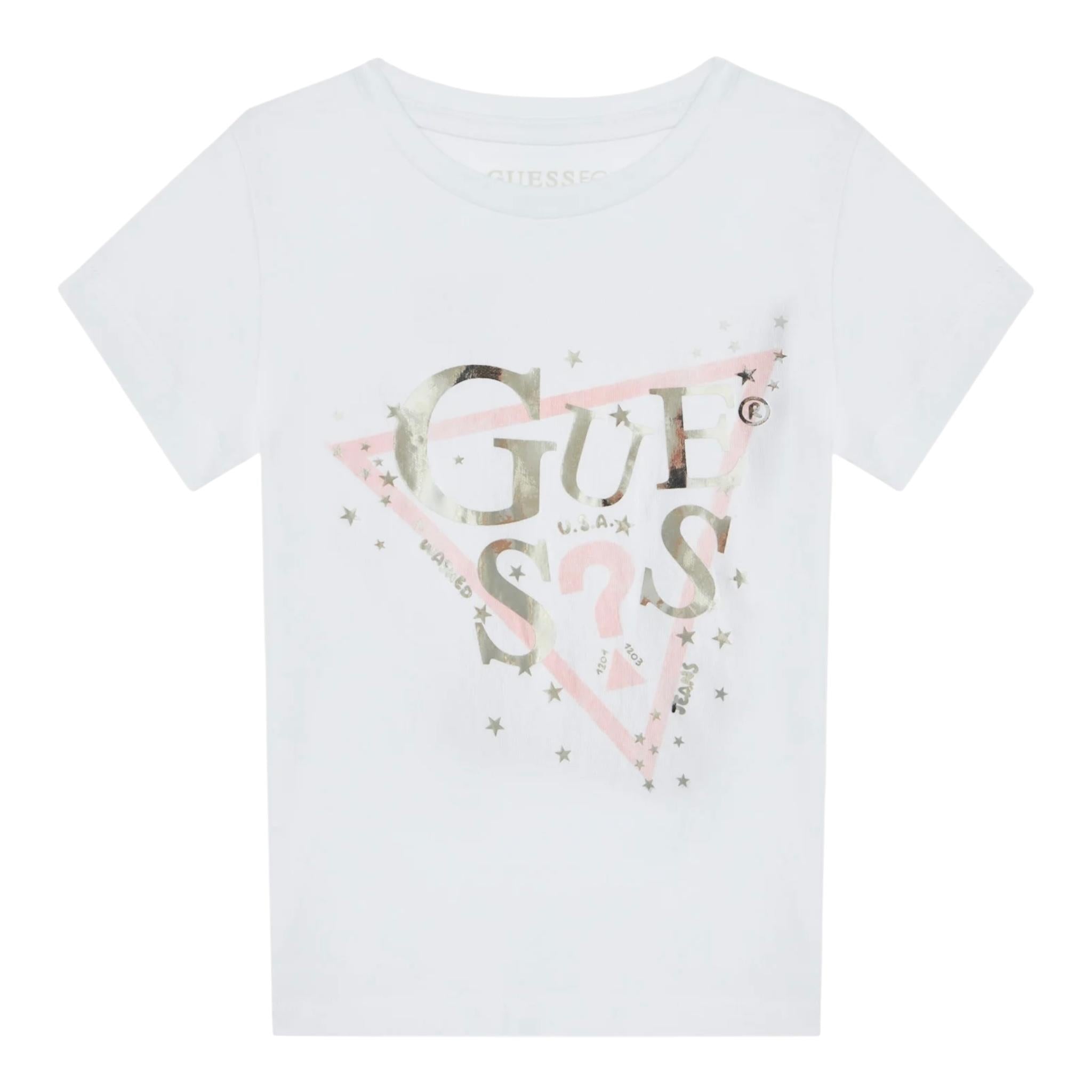 Guess T-Shirt Girocollo Tinta Unita con Logo per Neonata K5RI00K6YW4XX BIANCO GUESS 