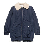 DOU DOU giubbino tinta unita con zip e pelliccia Blu per Bambino DV2P60 BLU DOU DOU 