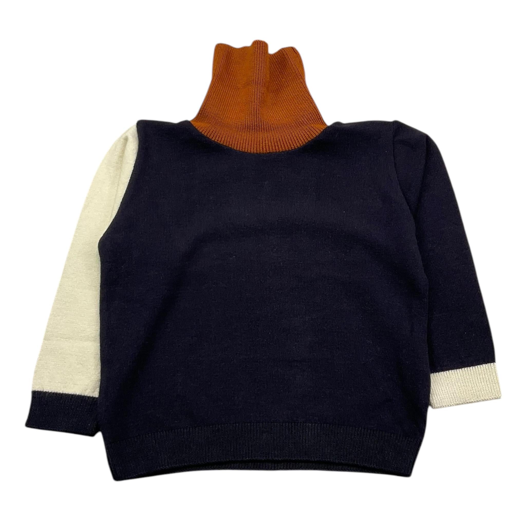 EMANUEL PRIS maglia tricolore collo alto Blu per Neonato EMG7078NN BLU EMANUEL PRIS 