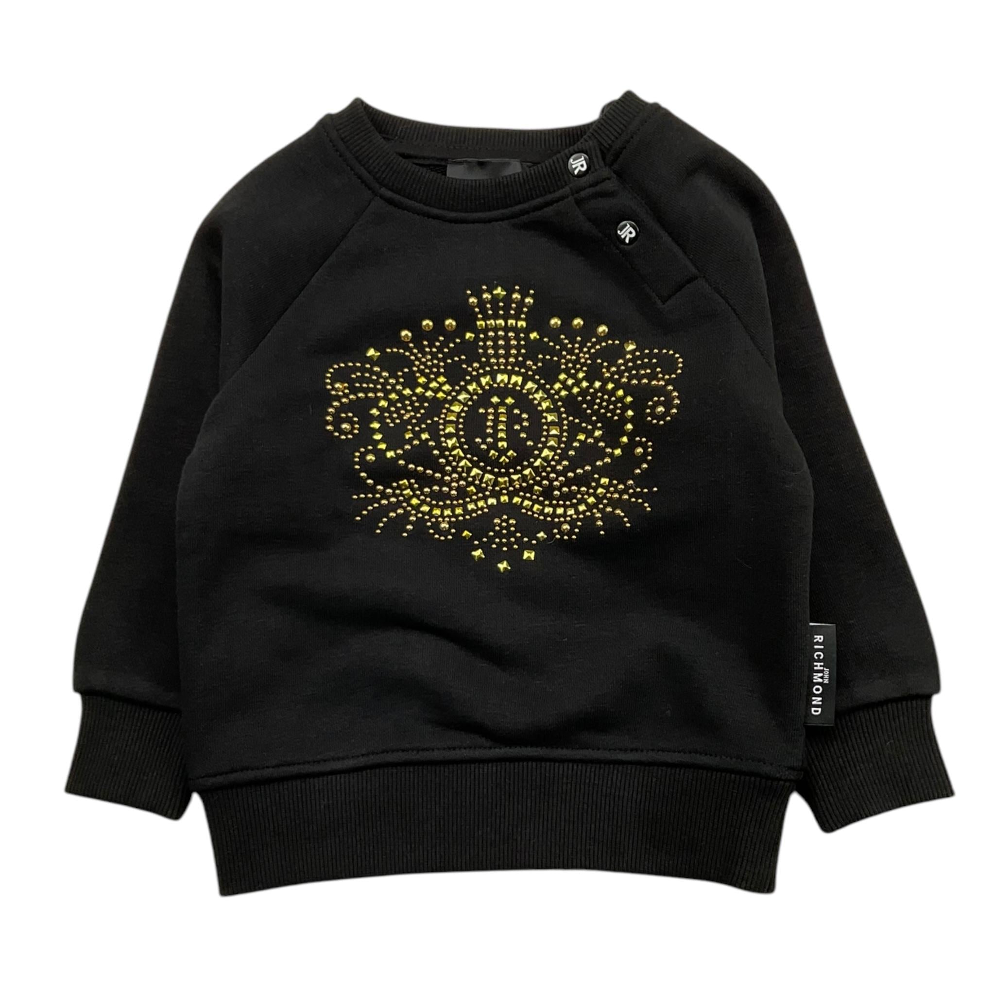 JOHN RICHMOND felpa girocollo tinta unita con stampa Nero per Neonata RIA25072FE NERO JOHN RICHMOND 