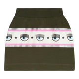 Chiara Ferragni Solid Color Skirt With Green Print For Baby Girl