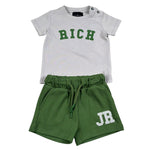 John Richmond Completo 2 Pezzi T-Shirt-Bermuda per Neonato RIP26022CJ GRIGIO/VERDE JOHN RICHMOND 
