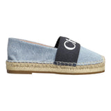 Chloe' Plain Denim Loafer With Light Blue Logo For Girls
