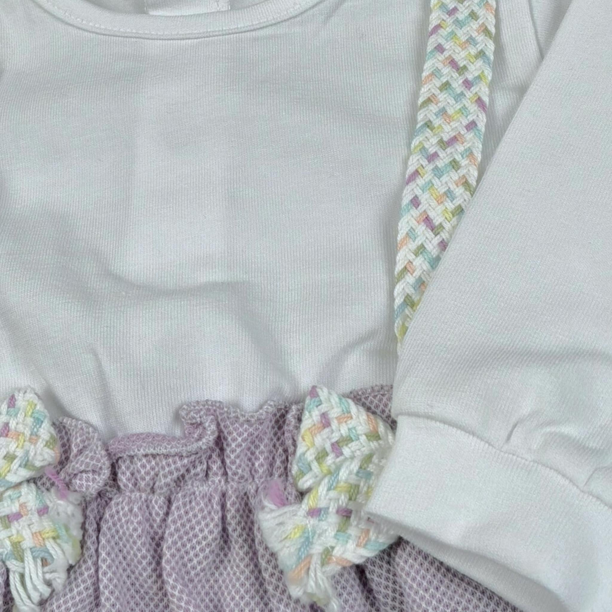 Lalalu' Tutina Bicolore con Applicazione Fiocco per Neonata TJL13P BIANCO/ROSA LALALU' 