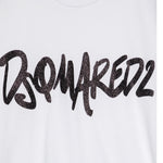 Dsquared2 T-Shirt Girocollo Tinta Unita con Stampa per Bambina DQ2714 BIANCO DSQUARED2 