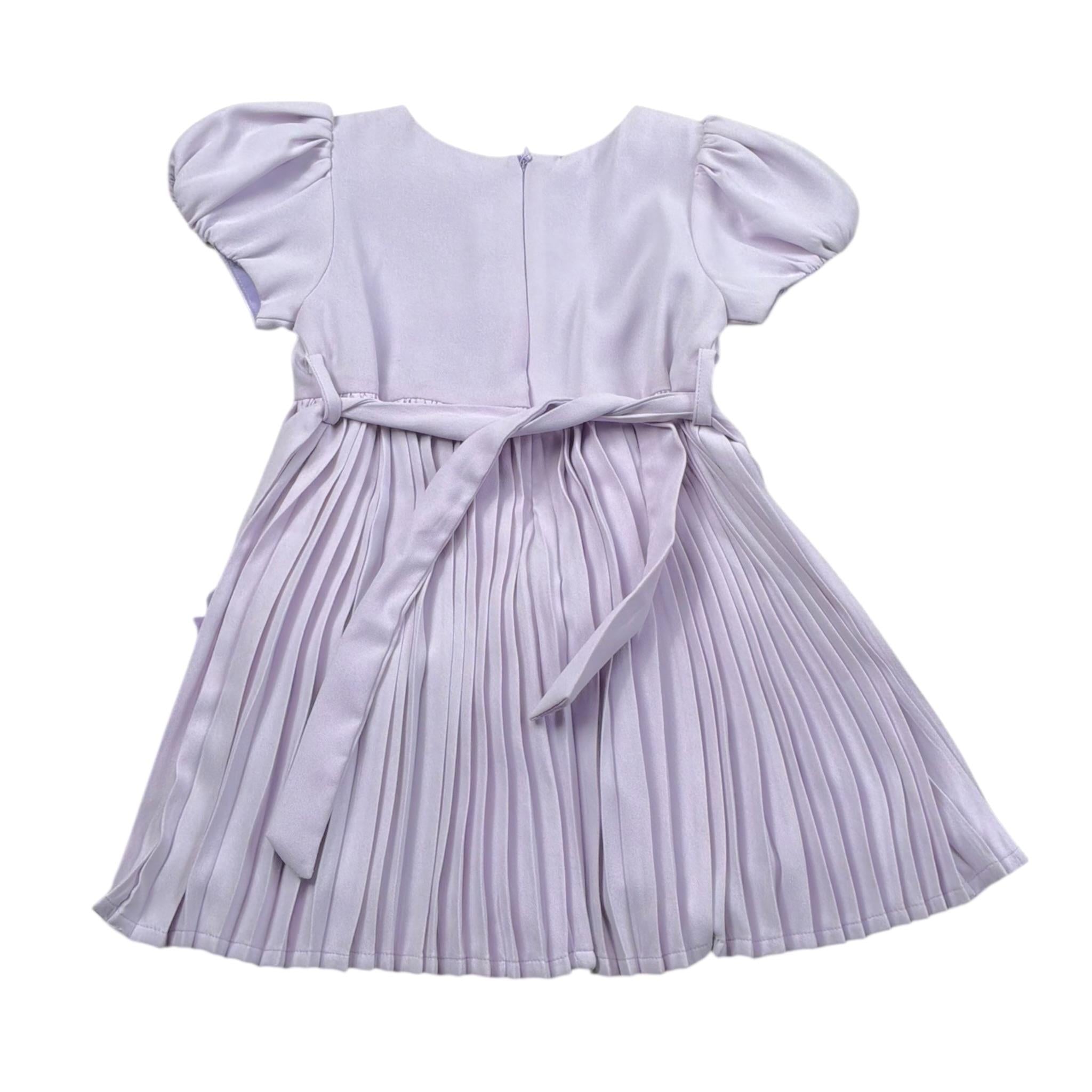 Alice Pi Abito Tinta Unita Mezza Manica con Cintura per Neonata 1103 LILLA ALICE PI 