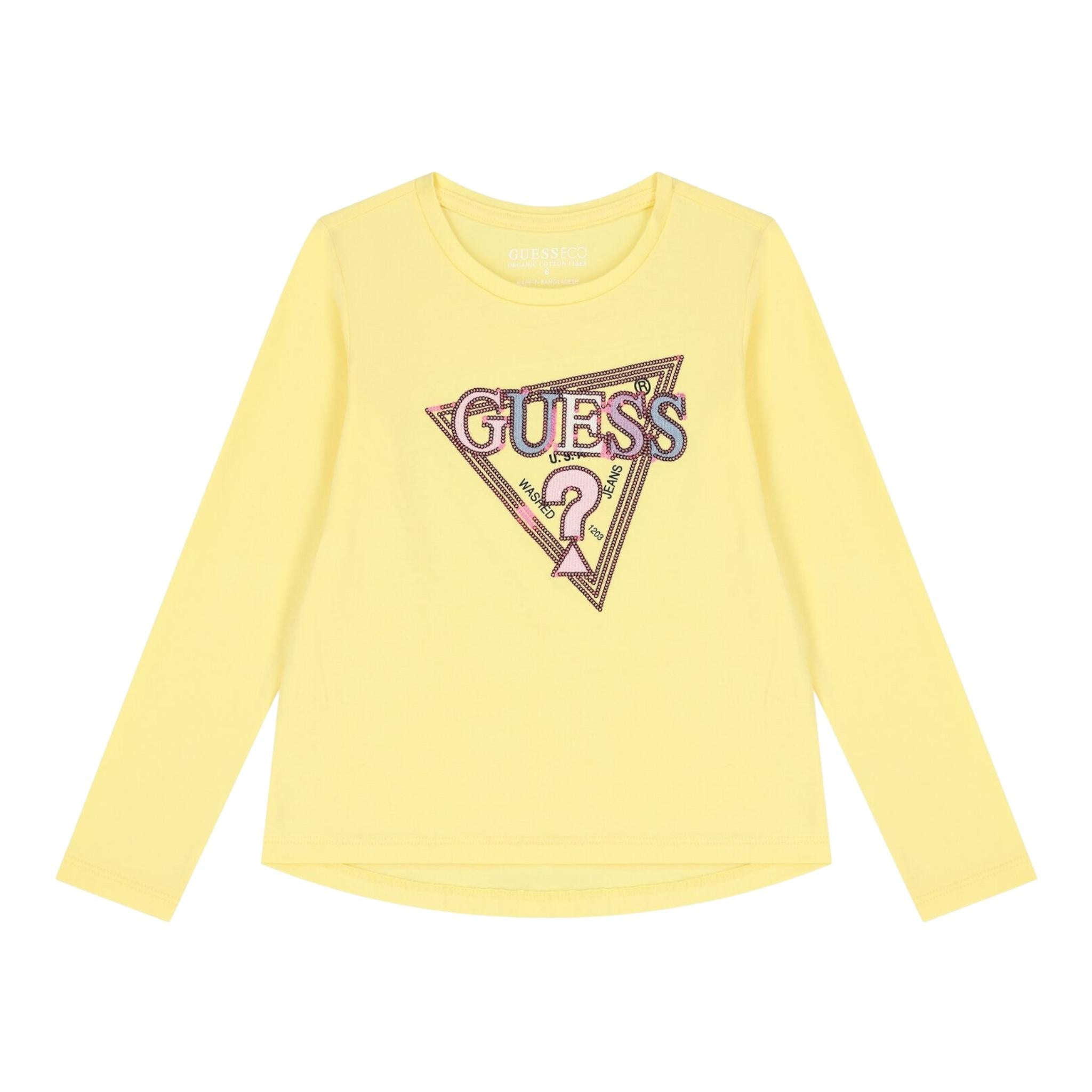 GUESS shirt girocollo tinta unita con stampa Giallo per Bambina K4YI11K6YW4J GIALLO GUESS 