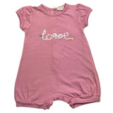 Lalalu' Solid Color Romper With Pink Print For Newborn Baby Girl