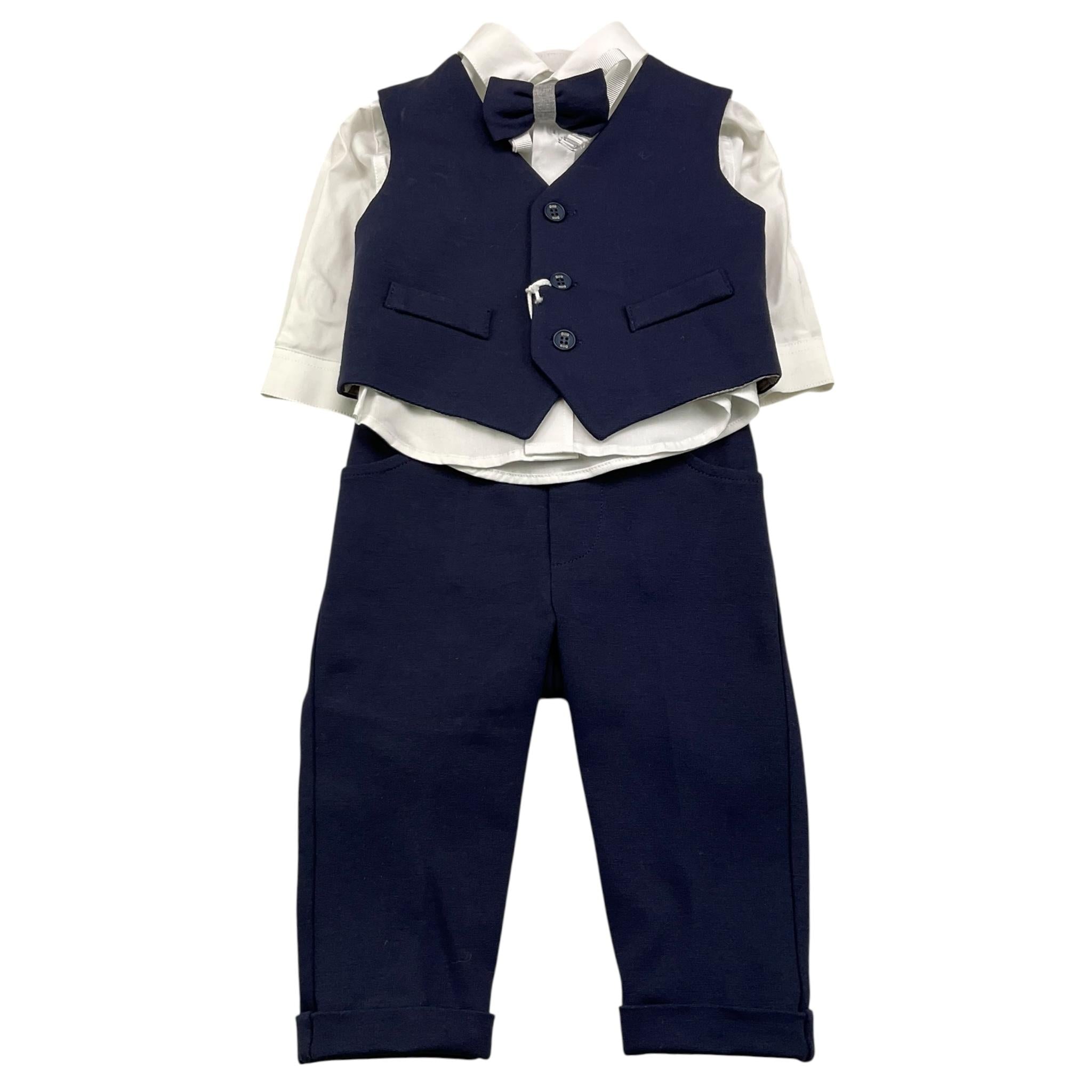 DILU' completo 4 pezzi camicia-papillon-panciotto-pantalone Blu per Neonato I22561 BLU DILU' 