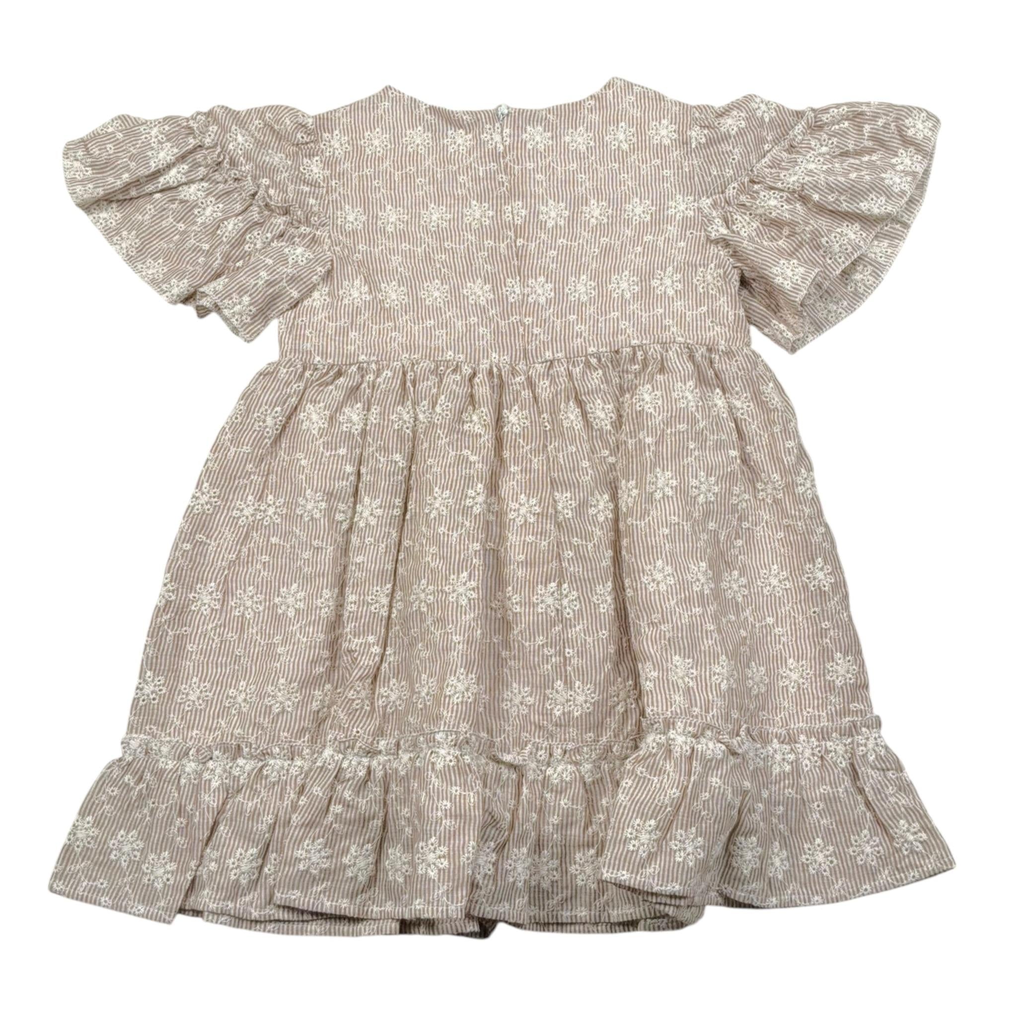 Lalalu' Abito tinta unita con Fantasia A Righe Bianco per Bambina VTL70PB BIANCO LALALU' 