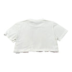 Shopart T-Shirt Modello Crop Tinta Unita con Fantasia per Bambina SAJKS000434 BIANCO SHOPART 