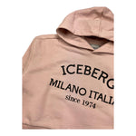 ICEBERG felpa chiusa con cappuccio tinta unita con stampa logo Rosa per Bambina MFICE5336J ROSA ICEBERG 