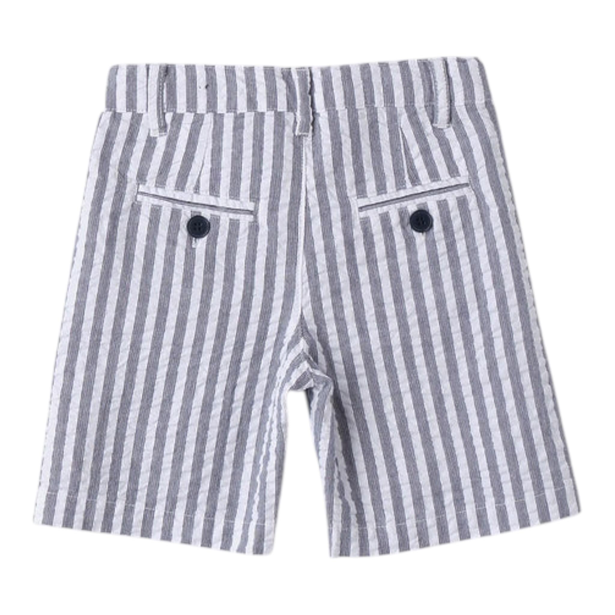 Sarabanda Bermuda Bicolore con Fantasia A Righe per Neonato 0B152N BIANCO/GRIGIO SARABANDA 