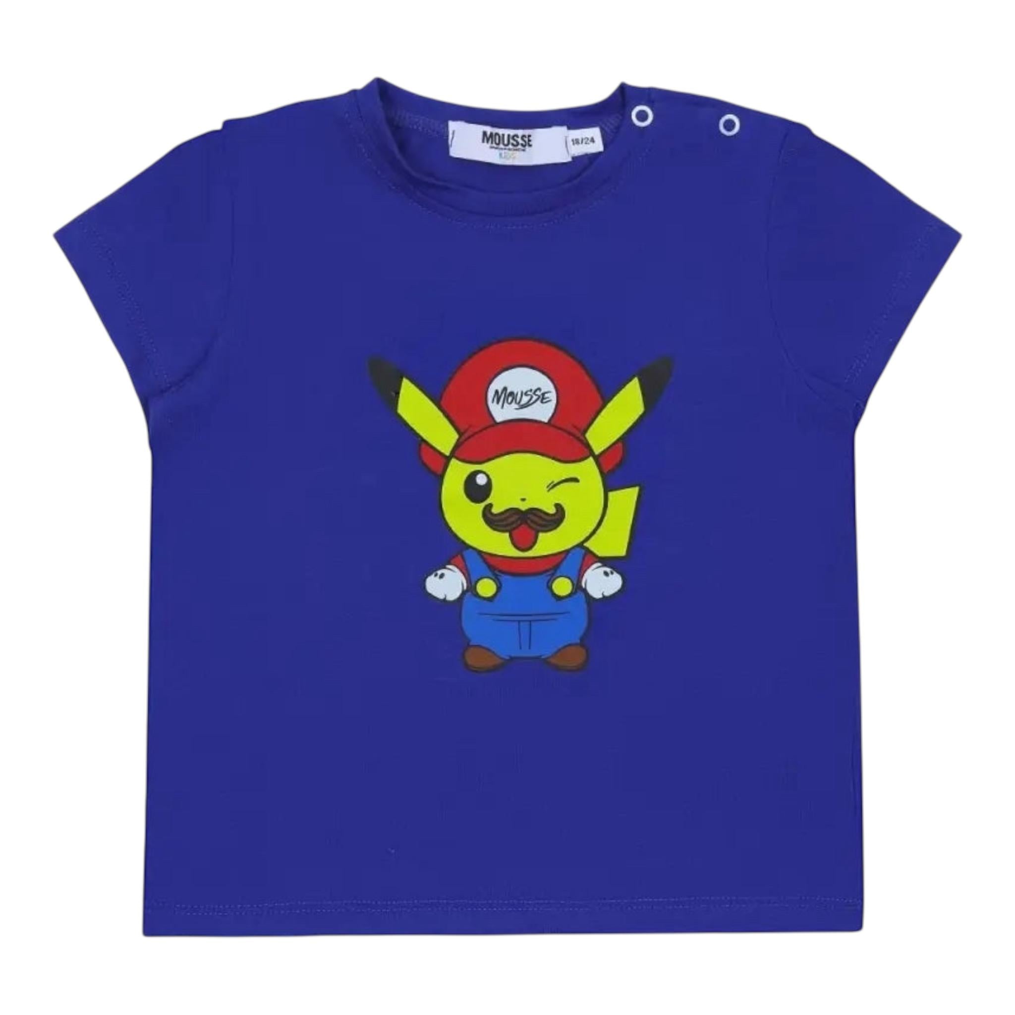 Mousse T-Shirt Girocollo con Stampa per Neonato PIKAMARION BLU MOUSSE 