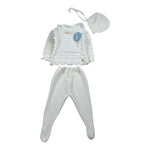 Juliana Completo 3 Pezzi Maglia-Ghettina-Cappello Panna per Neonata 25037 PANNA JULIANA 