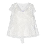 Dondup White Sheer Embroidered Shirt For Girls