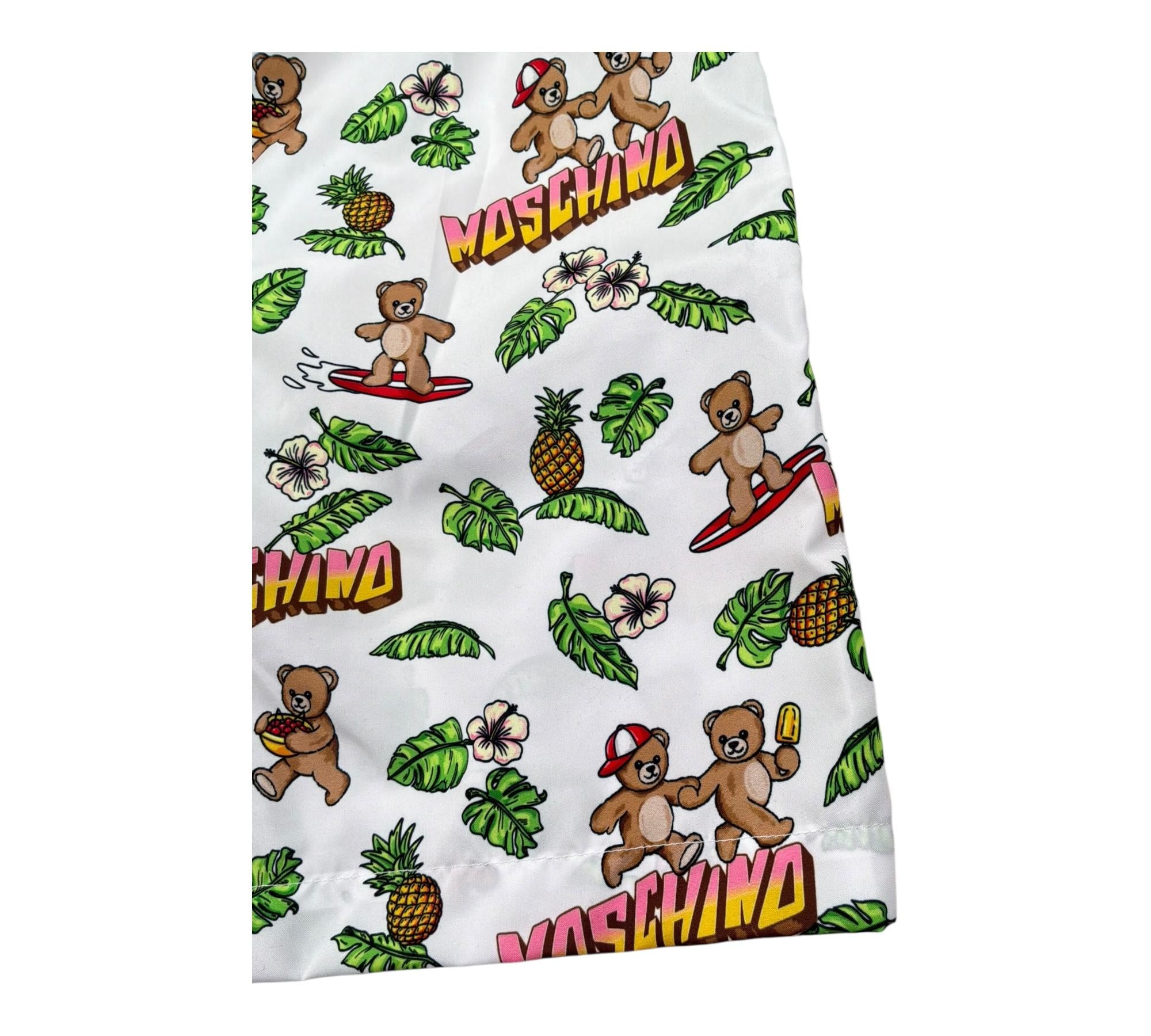 Moschino Costume Tinta Unita con Stampe In Contrasto per Bambino HLU01M BIANCO MOSCHINO 
