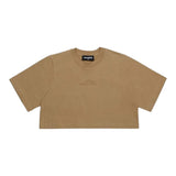Dsquared2 T-Shirt Girocollo Tinta Unita con Stampa Modello Crop per Bambina DQ2931 BEIGE DSQUARED2 