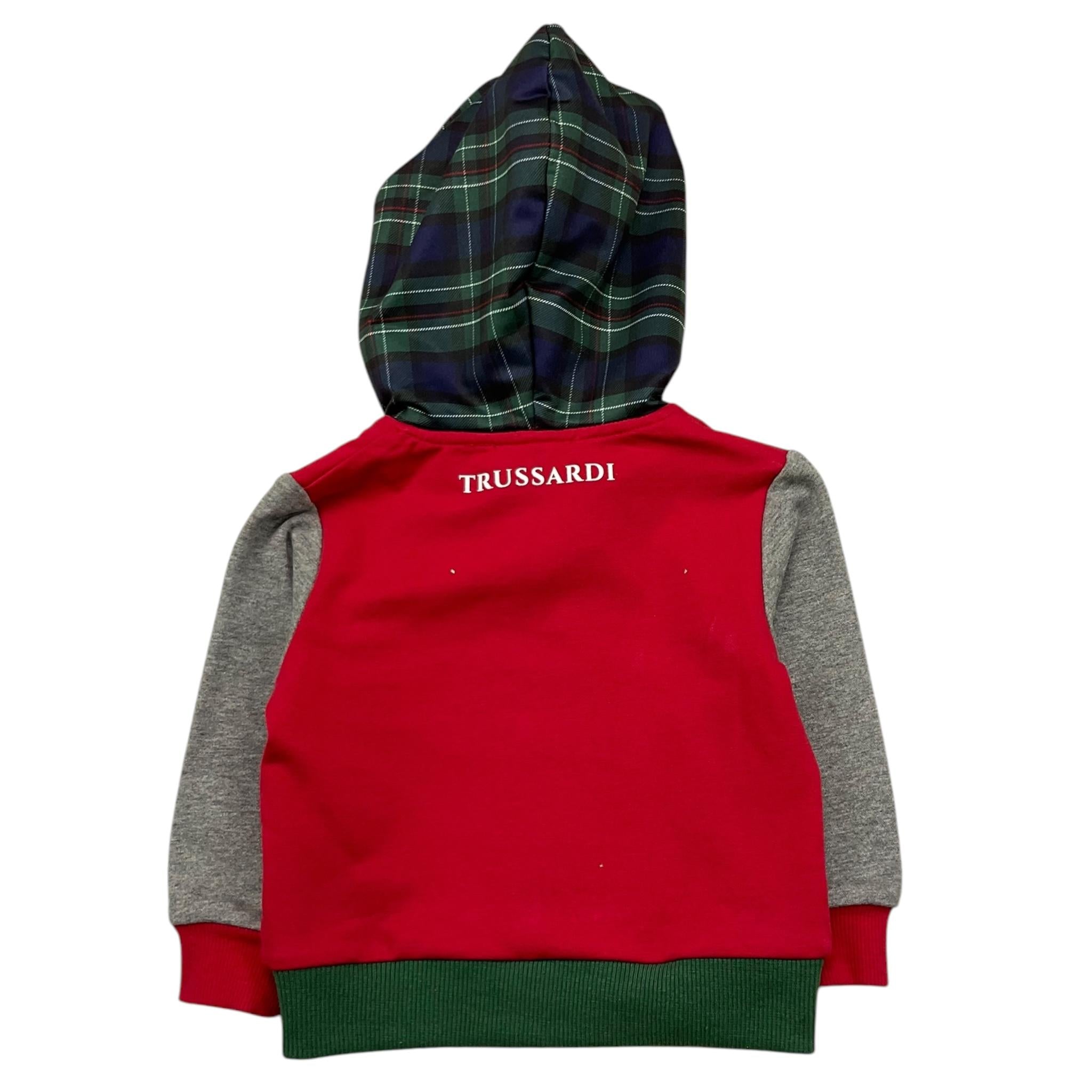 TRUSSARDI felpa con zip e cappuccio tinta unita con maniche in contrasto Rosso per Neonato TIA25049FE ROSSO TRUSSARDI 