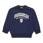 DSQUARED2 felpa chiusa girocollo tinta unita con logo Blu per Neonato DQ2501 BLU DSQUARED2 