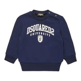 DSQUARED2 felpa chiusa girocollo tinta unita con logo Blu per Neonato DQ2501 BLU DSQUARED2 