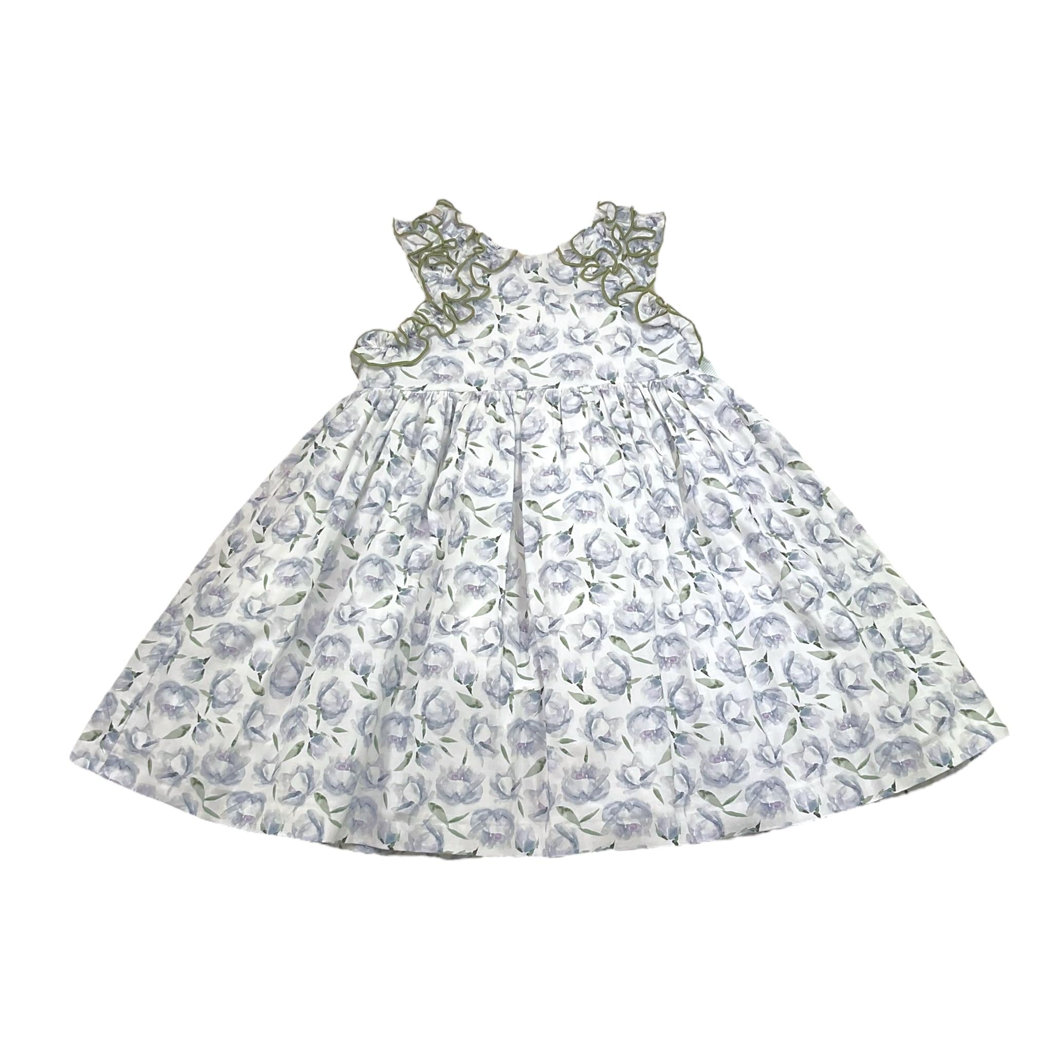 Marta Y Paula Abito Tinta Unita con Fantasia Fiori per Bambina FAMILIA BIANCO MARTA Y PAULA 