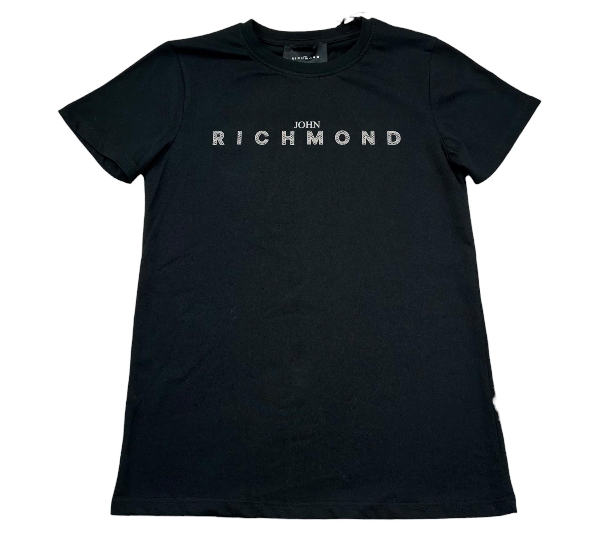 John Richmond T-Shirt Girocollo Tinta Unita con Logo per Bambino RBP26008TS NERO JOHN RICHMOND 