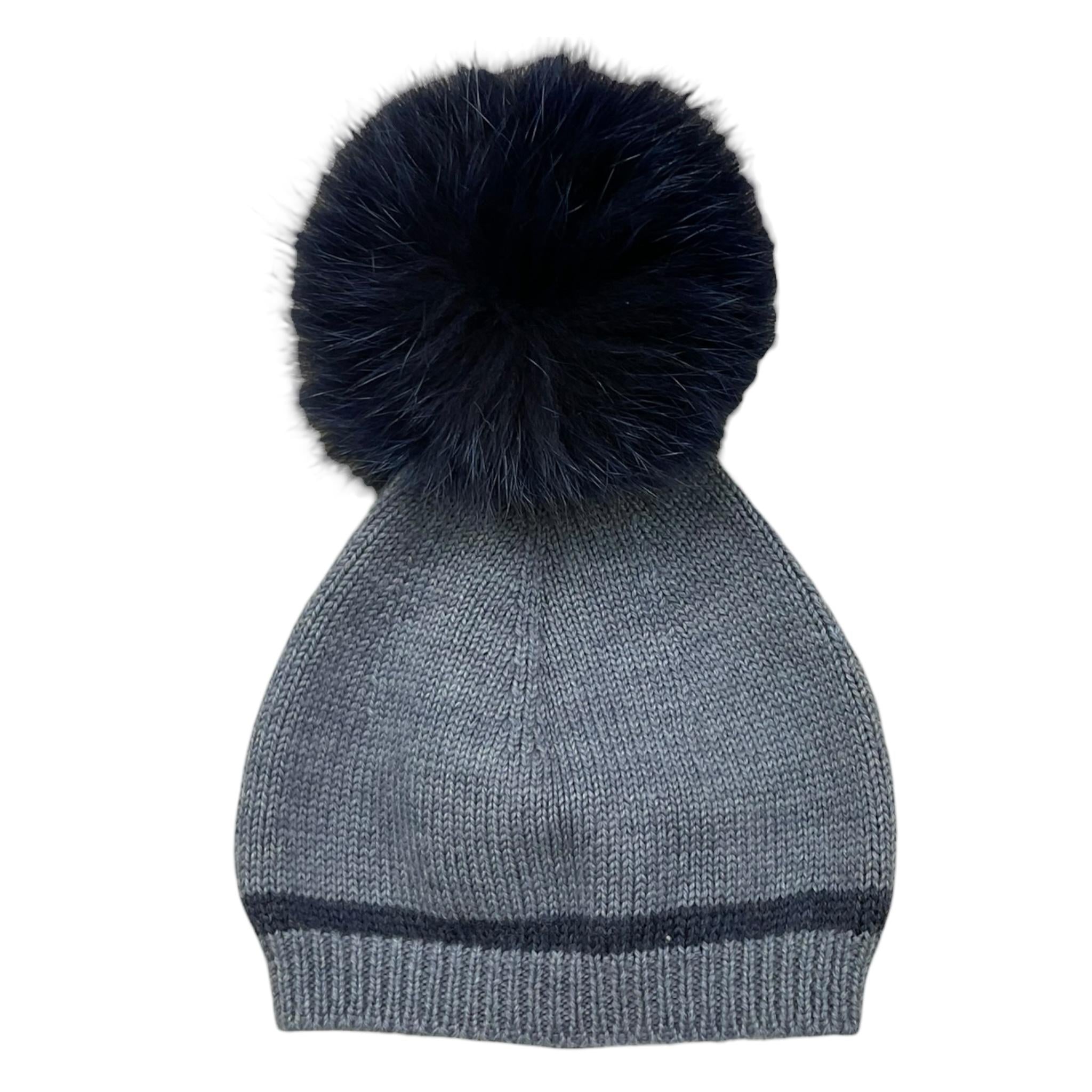 BARCELLINO cappello tinta unita con pon pon Blu per Neonato 115318 BLU BARCELLINO 