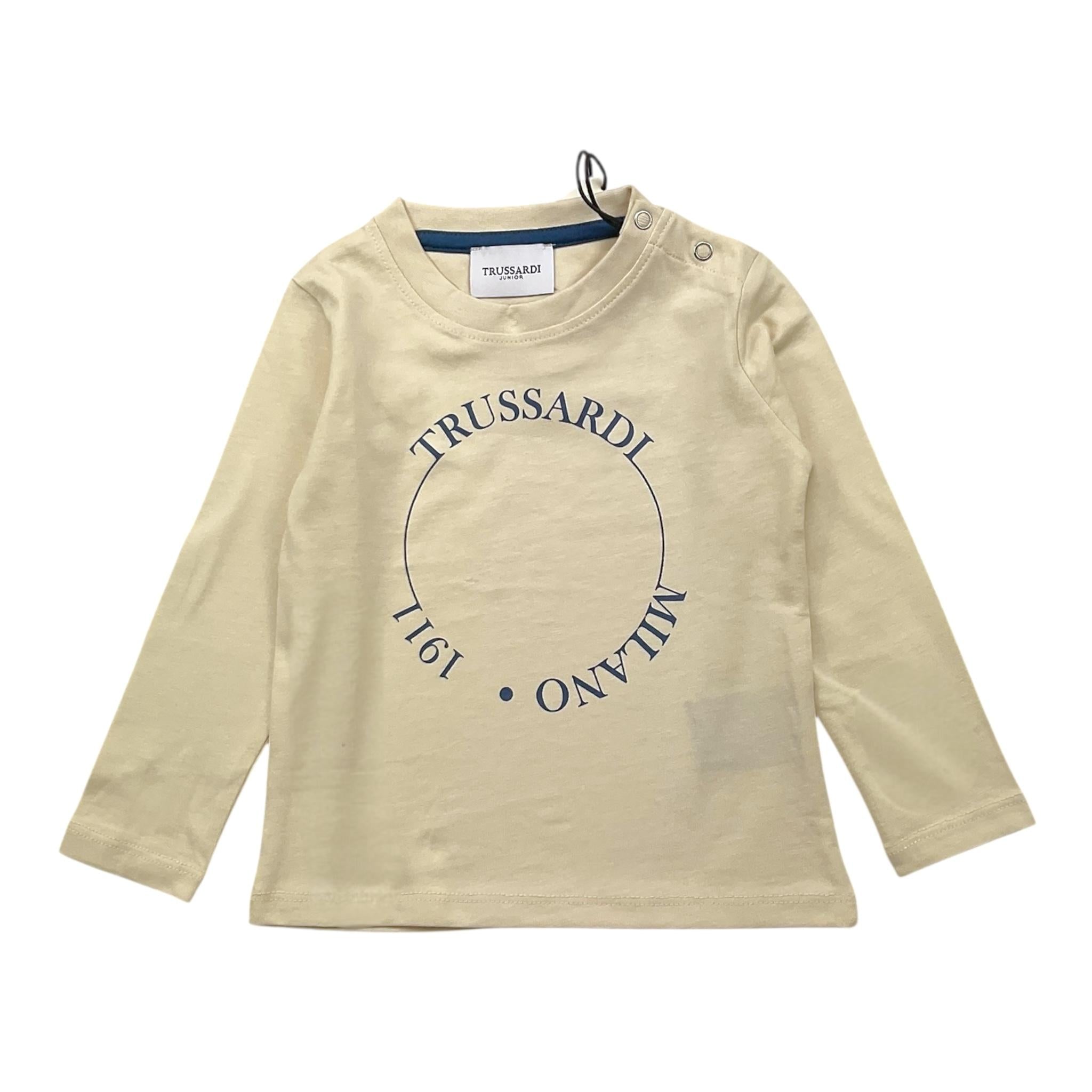 TRUSSARDI shirt girocollo tinta unita con stampa Panna per Neonato TIA240B4TS PANNA TRUSSARDI 