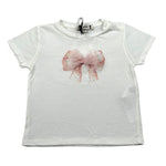 Please T-Shirt Girocollo Tinta Unita con Fiocco per Neonata MB07030G71 BIANCO PLEASE 