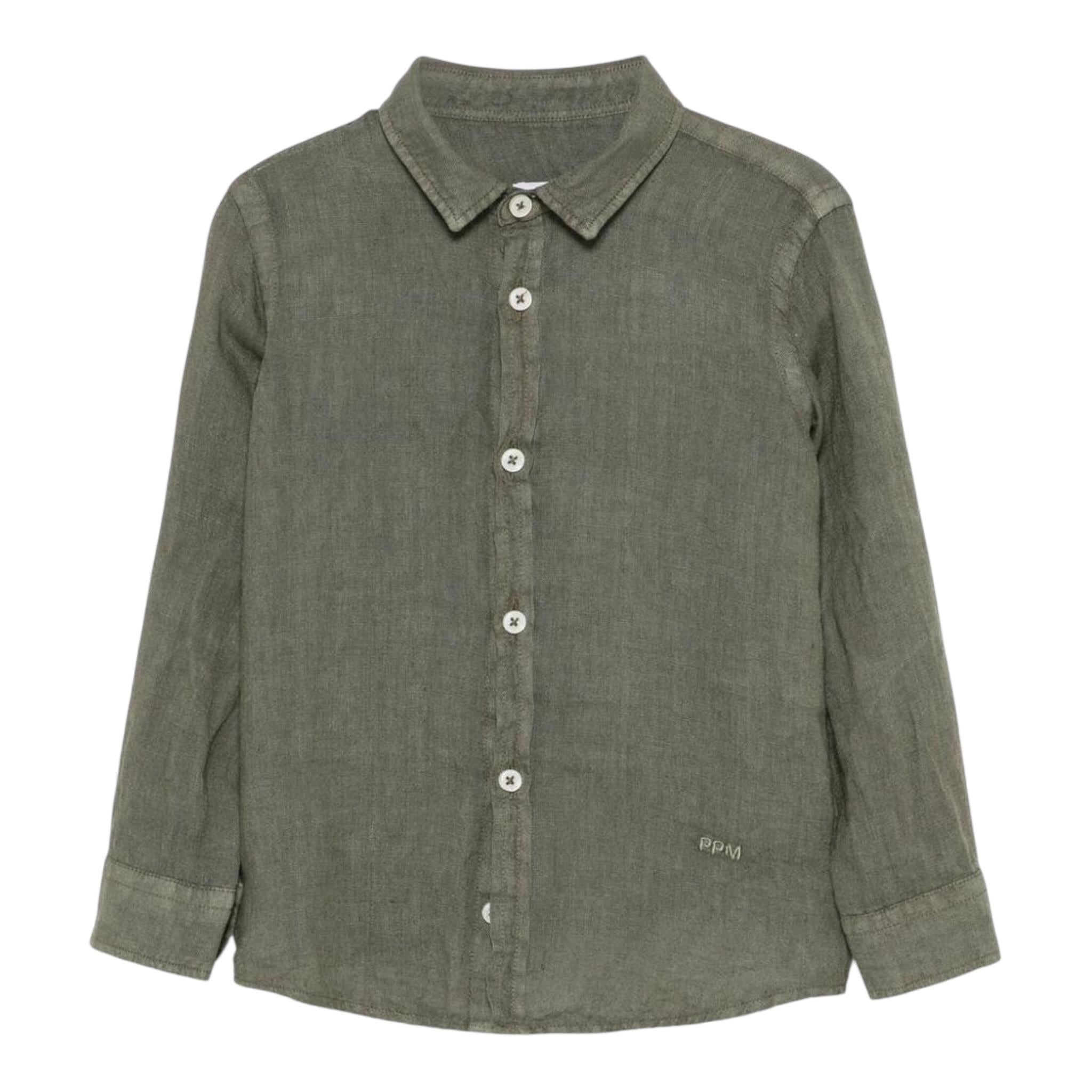 Paolo Pecora Camicia Manica Lunga Tinta Unita per Bambino PP4032X VERDE PAOLO PECORA 