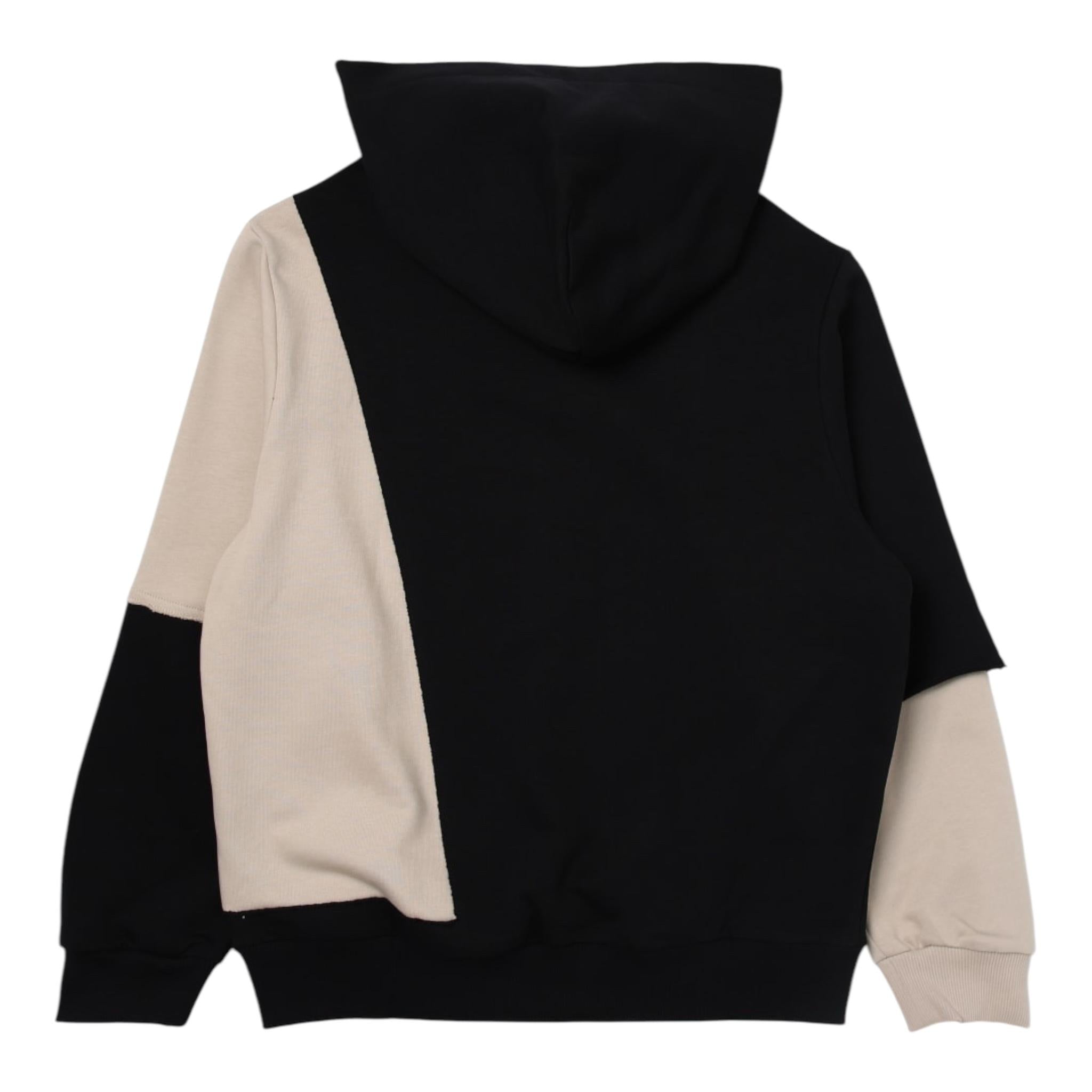 MAISON MARGIELA felpa bicolore con stampa e cappuccio Nero/beige per Bambino M60679 NERO/BEIGE MAISON MARGIELA 