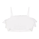 Twinset Solid Color Strapless Top With White Ruffles For Girls