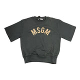 Msgm Solid Color Crew Neck T-Shirt With Logo Print Grey For Girls