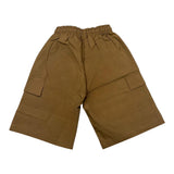 M+E' Solid Color Bermuda Shorts with Elastic Waist Brown for Boys