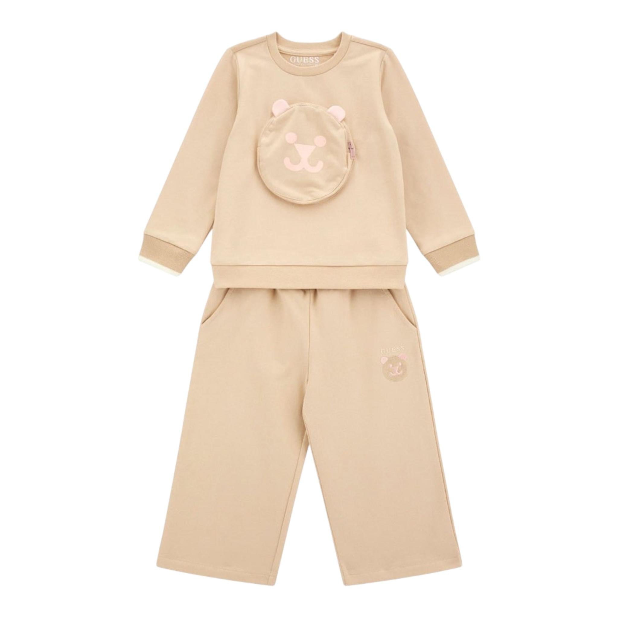 GUESS completo 2 pezzi felpa-pantalone tinta unita Beige per Bambina K4YG03KA6R4 BEIGE GUESS 