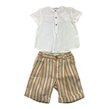 Barcellino Complete 2-Piece Shirt-Bermuda with White Striped Pattern for Newborns