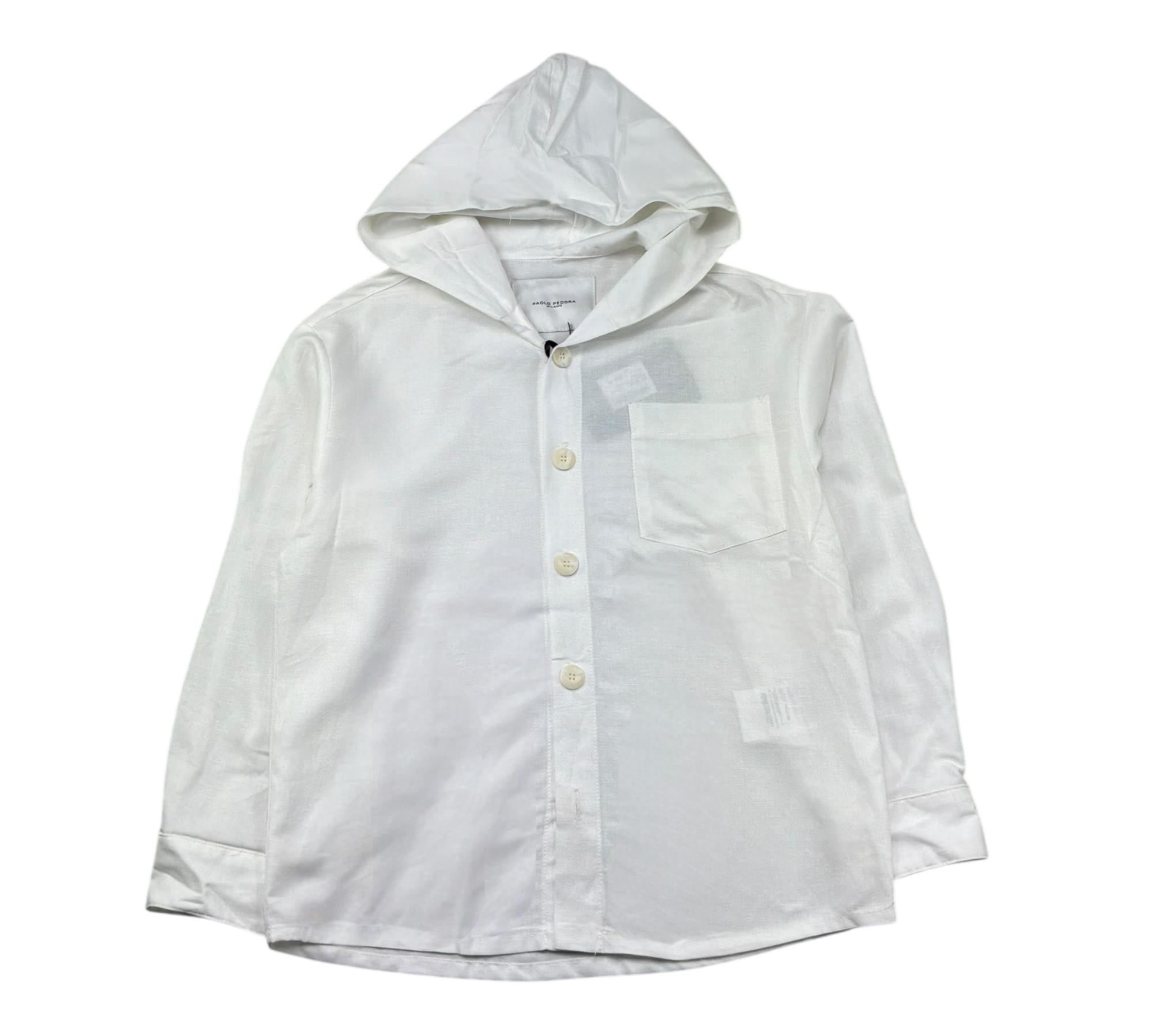 Paolo Pecora Camicia Manica Lunga Tinta Unita con Cappuccio per Bambino PP4216 BIANCO PAOLO PECORA 