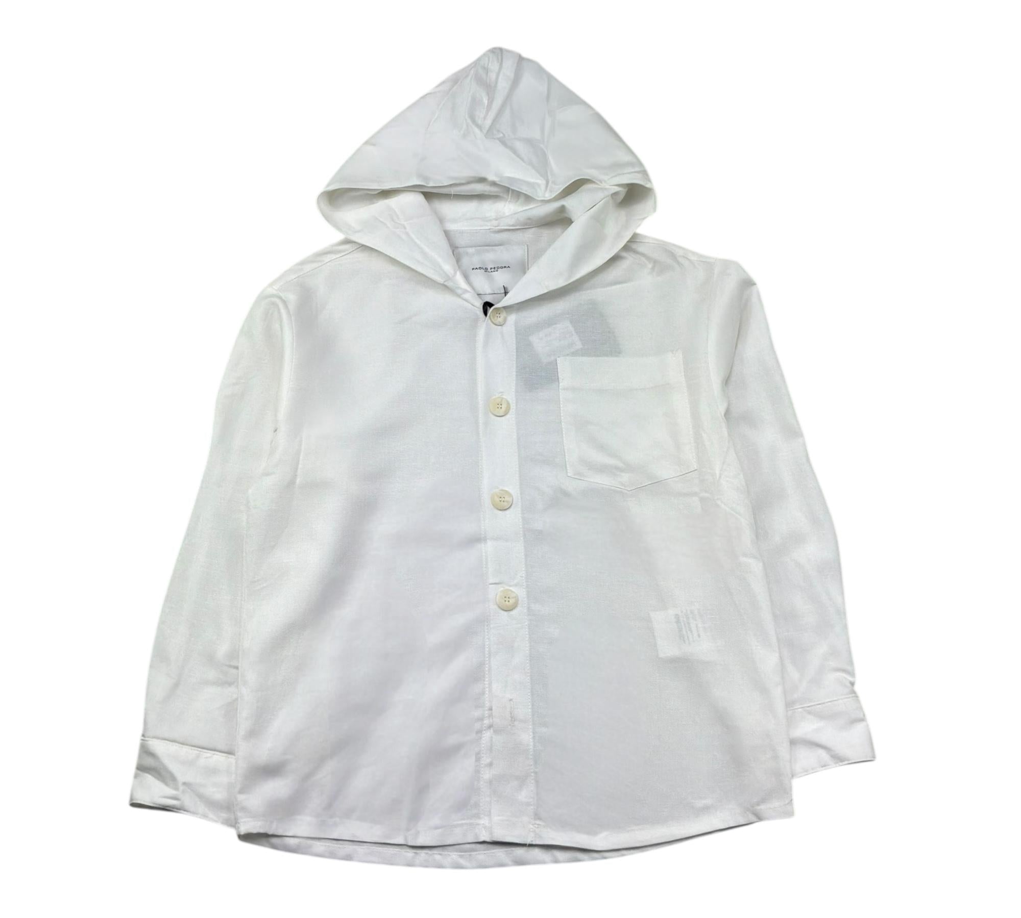 Paolo Pecora Camicia Manica Lunga Tinta Unita con Cappuccio per Bambino PP4216 BIANCO PAOLO PECORA 