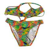 Losan 2-Piece Costume Bandeau-Brief Solid Color with Green Pattern for Girls