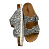 Colors Of California Solid Color Silver Glitter Slipper For Girls