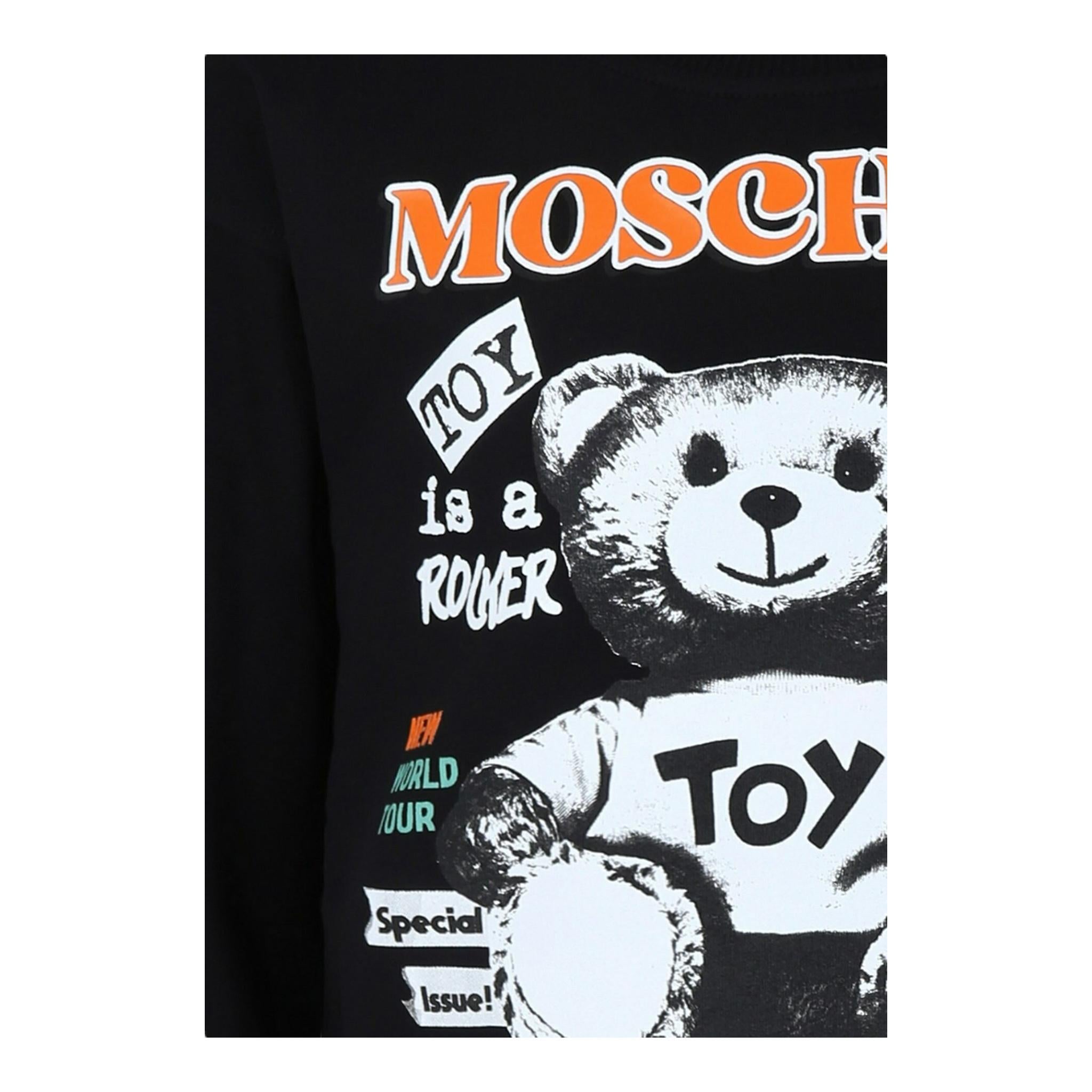 MOSCHINO abito manica lunga tinta unita con stampa in contrasto Nero per Bambina HDV0FG NERO MOSCHINO 