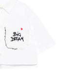 Simonetta Camicia Mezza Manica Tinta Unita con Cuore per Bambina SW5A31 BIANCO SIMONETTA 