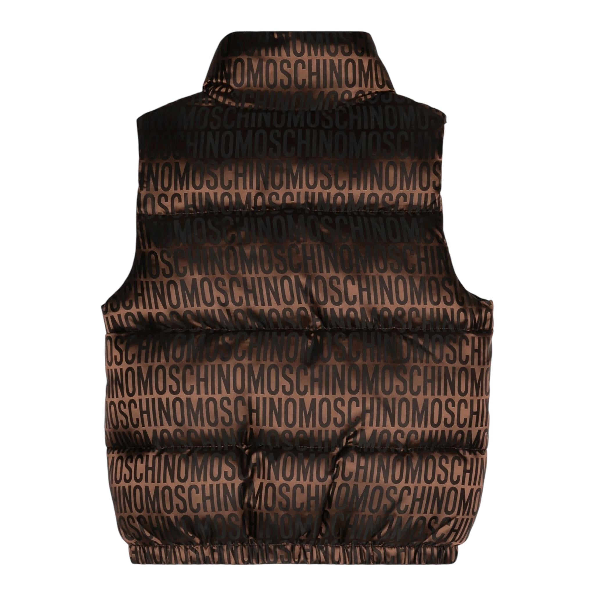 MOSCHINO smanicato tinta unita cn stampe logo Marrone per Bambino HUS04SX MARRONE MOSCHINO 