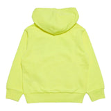 Diesel Hooded Sweatshirt Solid Color With Contrast Print Fluorescent Yellow For Boys