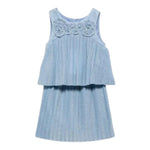 Abel & Lula Completo 2 Pezzi Top-Gonna Tinta Unita per Bambina 5071 AZZURRO ABEL & LULA 