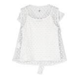 Dondup White Sheer Embroidered Shirt For Girls