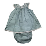 Paz Rodriguez 2 Piece Set Dress-Panty Solid Green For Baby Girl