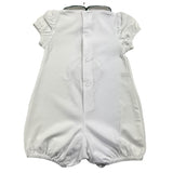 Little Bear Baby Romper Solid Color Bear Print White/Green Half Sleeve